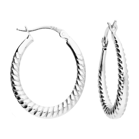 Silver Creole hoop earrings complete with presentation box