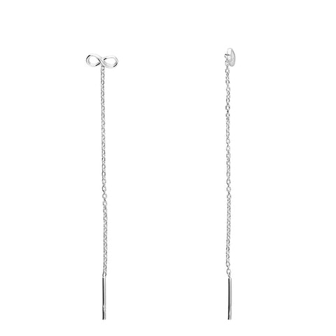 Silver Infinity pull through earrings complete with presentation box