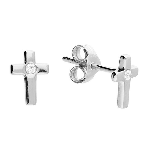 Silver Cubic Zirconia stud earrings complete with presentation box
