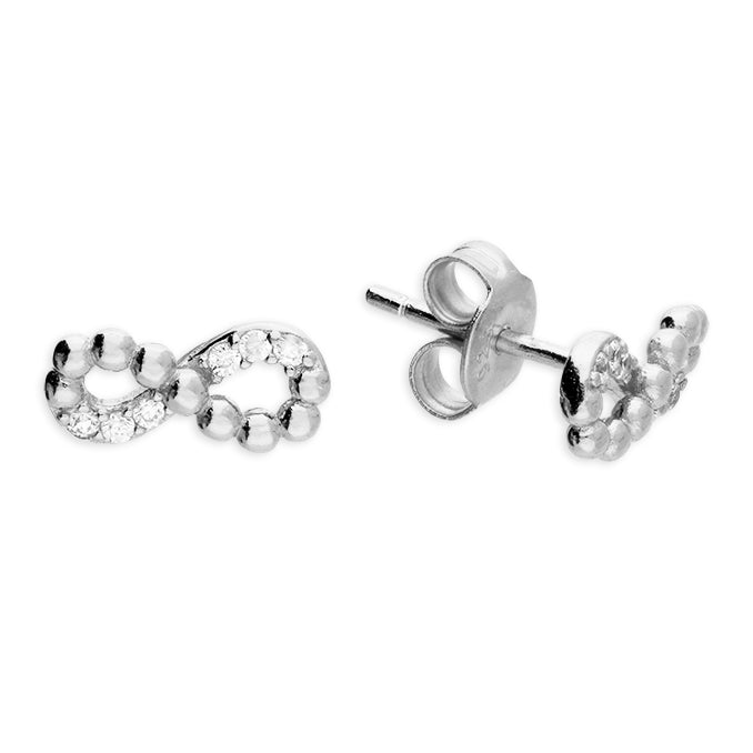 Silver Cubic Zirconia stud earrings complete with presentation box