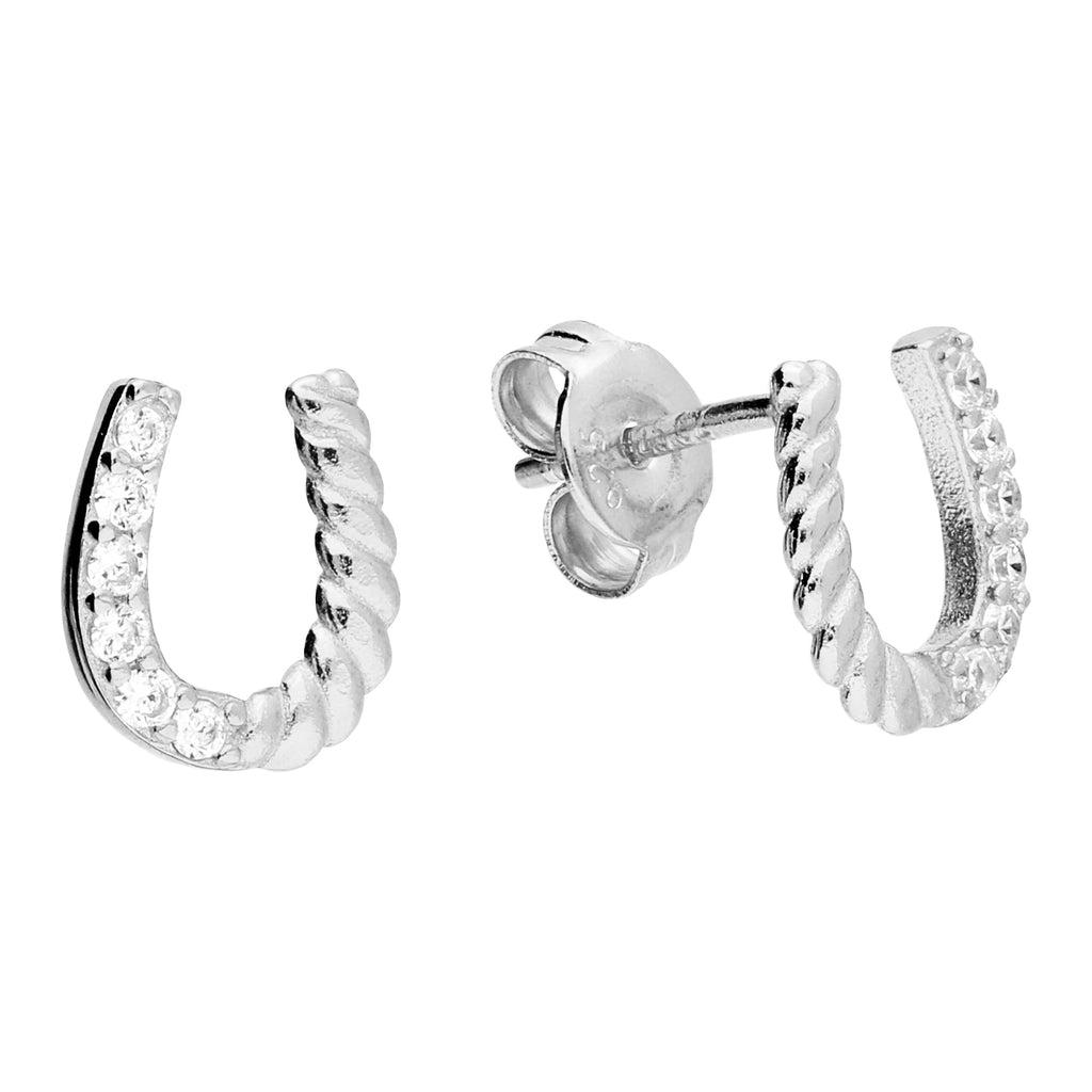 Silver Cubic Zirconia stud earrings complete with presentation box