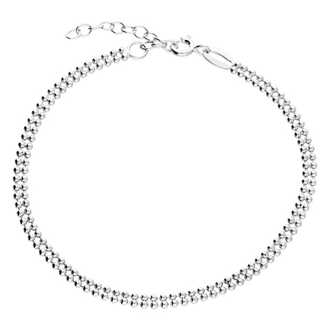 Silver Double Row Bead Bracelet complete with presentation box