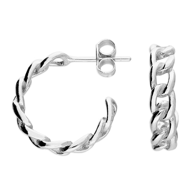 Silver hoop earrings complete with presentation box