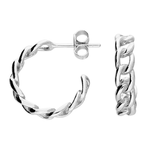 Silver hoop earrings complete with presentation box
