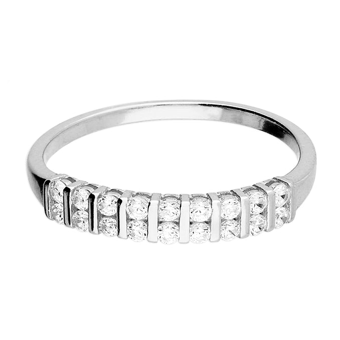 Silver Cubic Zirconia hoop Ring complete with presentation box