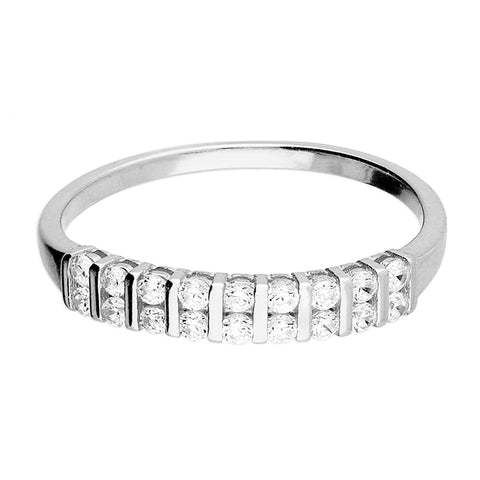 Silver Cubic Zirconia hoop Ring complete with presentation box