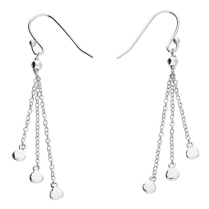 Silver plain drop earrings complete with presentation box