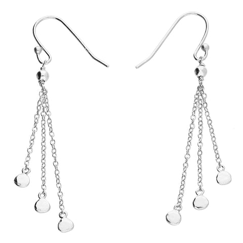 Silver plain drop earrings complete with presentation box