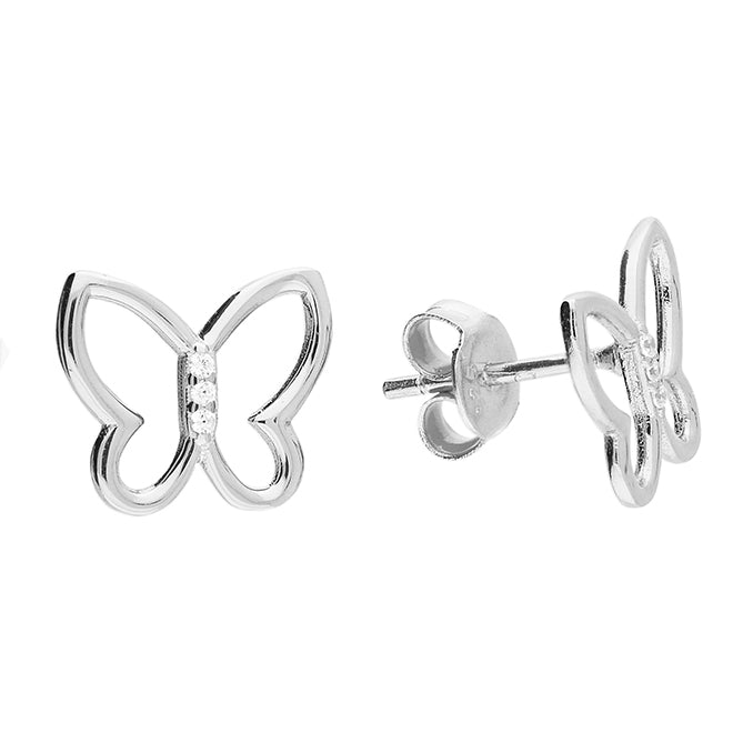 Silver Cubic Zirconia stud earrings complete with presentation box