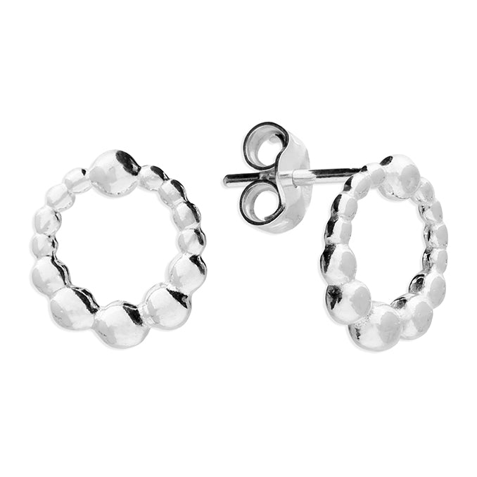 Silver plain stud earrings complete with presentation box