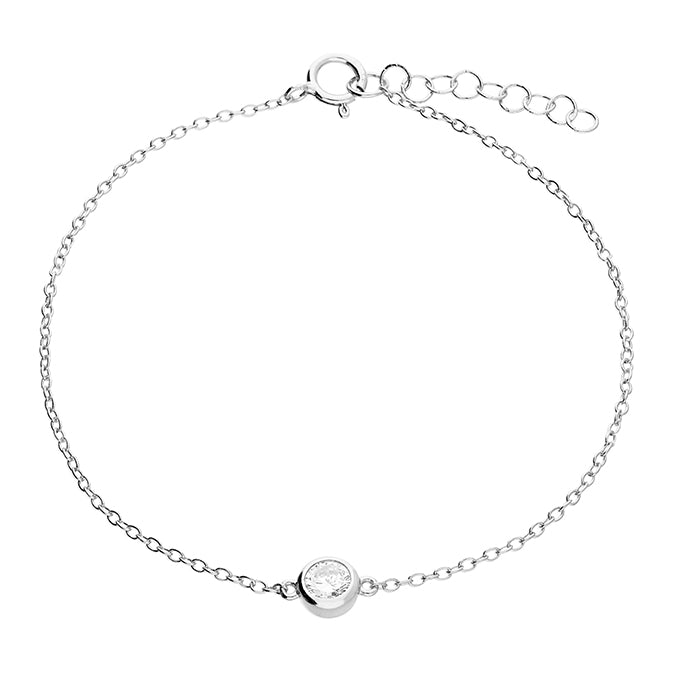 Silver Cubic Zirconia Link Bracelet complete with presentation box