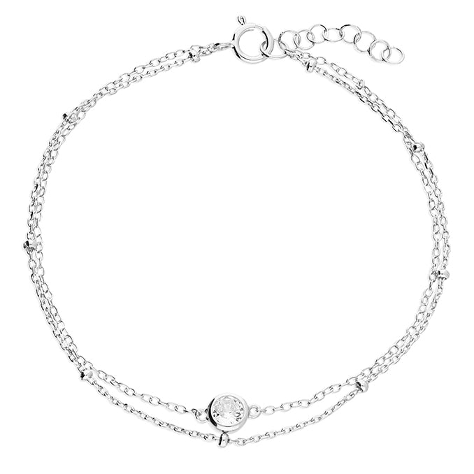 Silver Cubic Zirconia Link Bracelet complete with presentation box