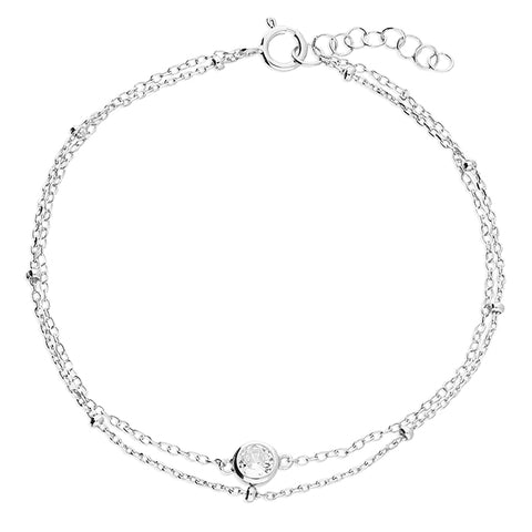 Silver Cubic Zirconia Link Bracelet complete with presentation box