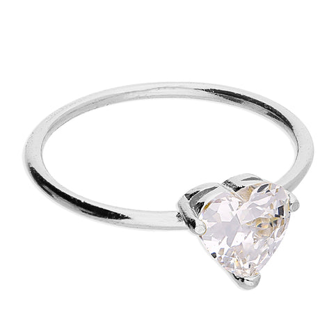 Silver Cubic Zirconia Solitaire Ring complete with presentation box