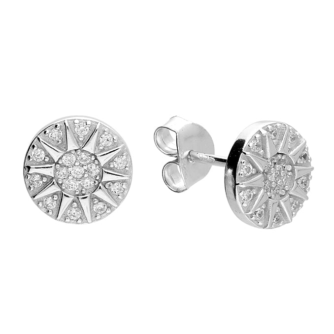 Silver Cubic Zirconia stud earrings complete with presentation box