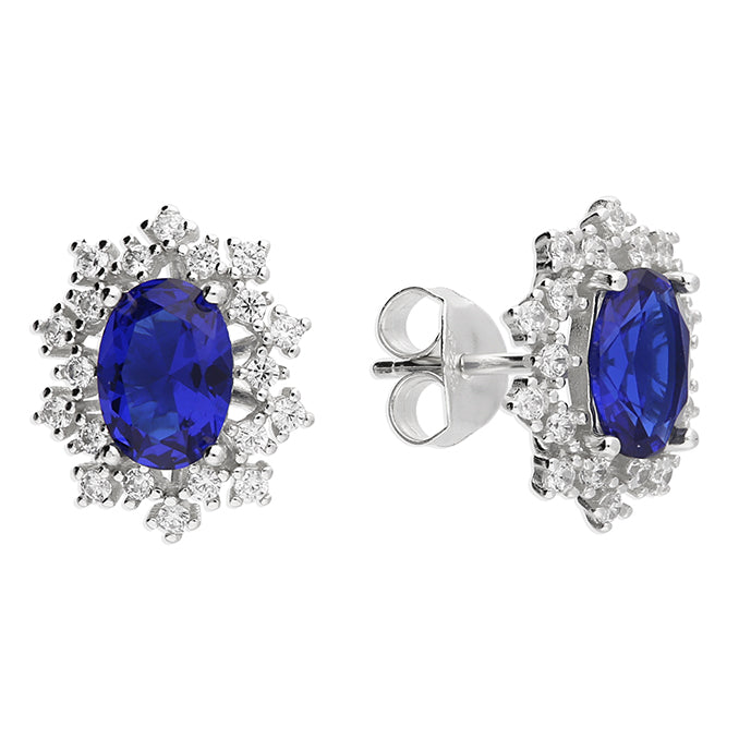 Silver Cubic Zirconia stud earrings complete with presentation box