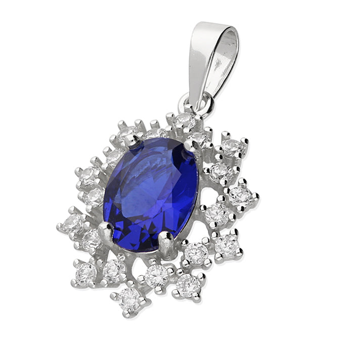 Silver Cubic Zirconia pendant and chain complete with presentation box