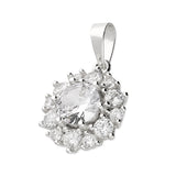 Silver Cubic Zirconia pendant and chain complete with presentation box