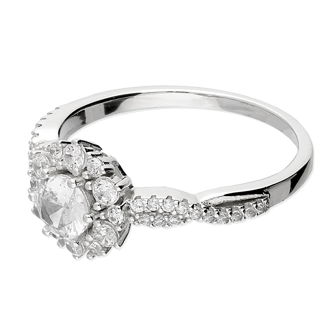 Silver Cubic Zirconia Cluster Ring complete with presentation box