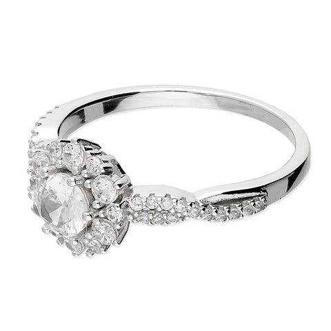 Silver Cubic Zirconia Cluster Ring complete with presentation box