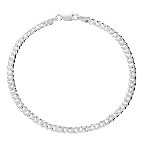 Silver Flat Curb Link Bracelet complete with presentation box