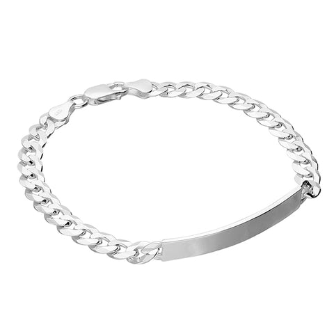 Silver Men's Curb link Identity Bracelet complete with presentation box