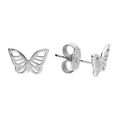 Silver cut out Butterfly stud earrings complete with presentation box