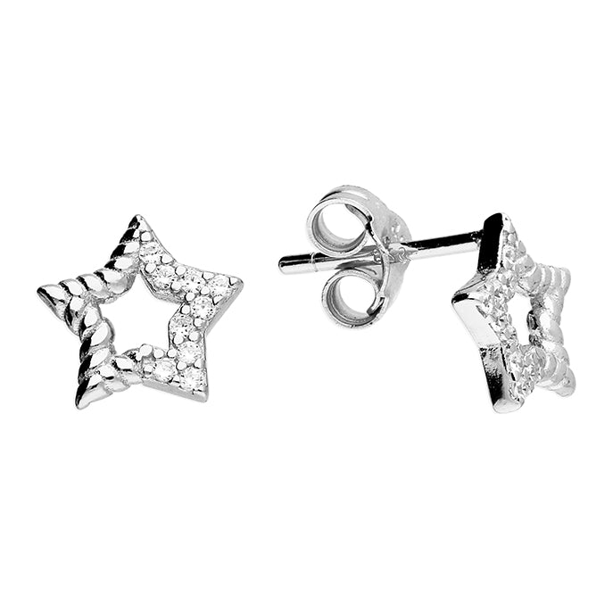 Silver Cubic Zirconia stud earrings complete with presentation box