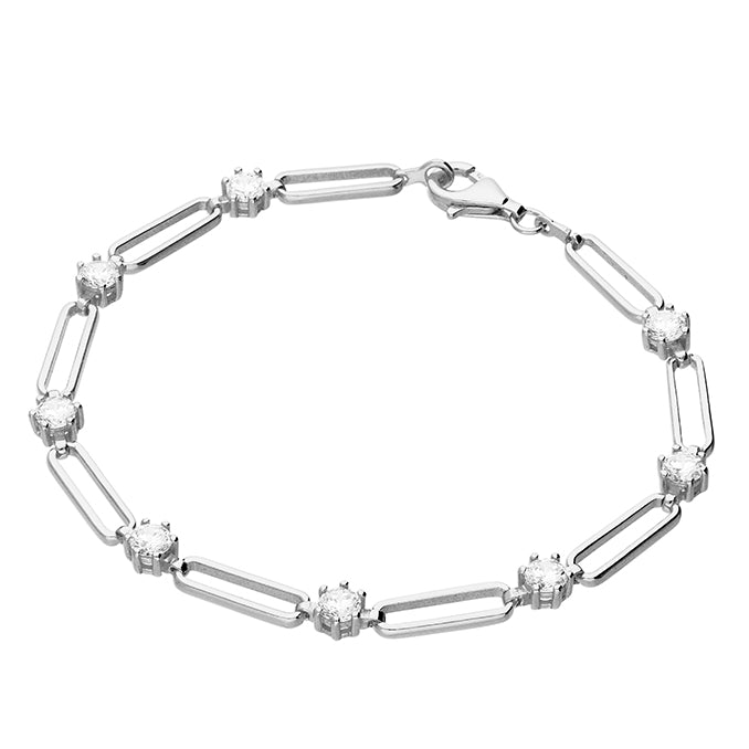 Silver Cubic Zirconia Link Bracelet complete with presentation box