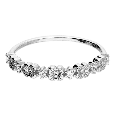 Silver Cubic Zirconia hoop Ring complete with presentation box