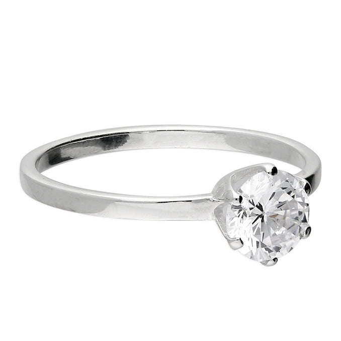 Silver Cubic Zirconia Solitaire Ring complete with presentation box