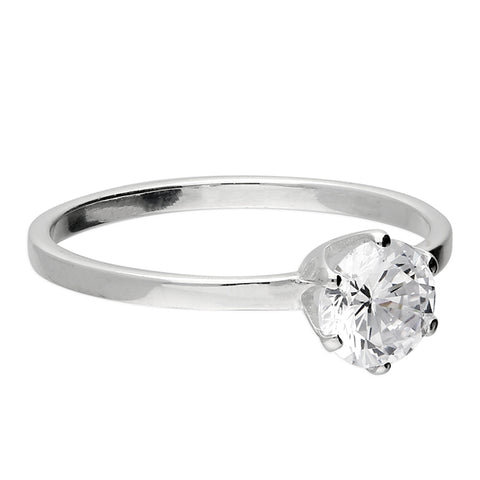 Silver Cubic Zirconia Solitaire Ring complete with presentation box