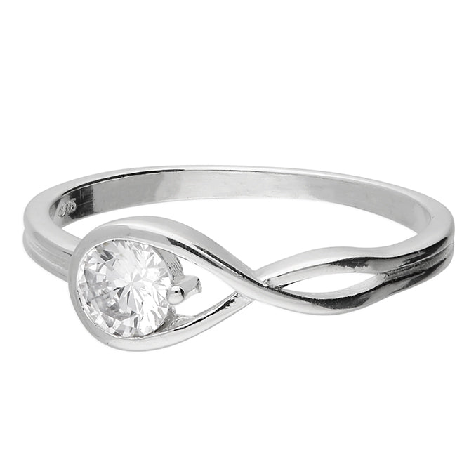 Silver Cubic Zirconia Solitaire Ring complete with presentation box