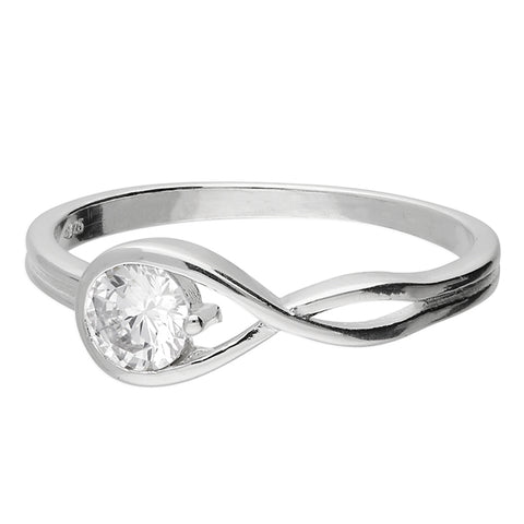 Silver Cubic Zirconia Solitaire Ring complete with presentation box