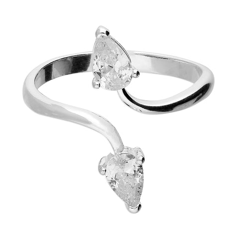 Silver Cubic Zirconia Open Ring complete with presentation box