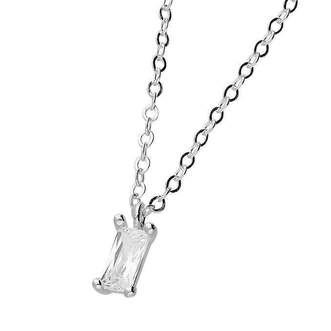 Silver Cubic Zirconia pendant and chain complete with presentation box