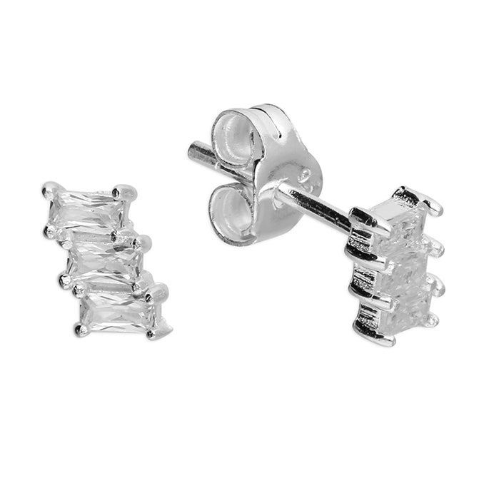 Silver Cubic Zirconia stud earrings complete with presentation box