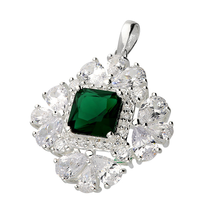 Silver Cubic Zirconia pendant and chain complete with presentation box
