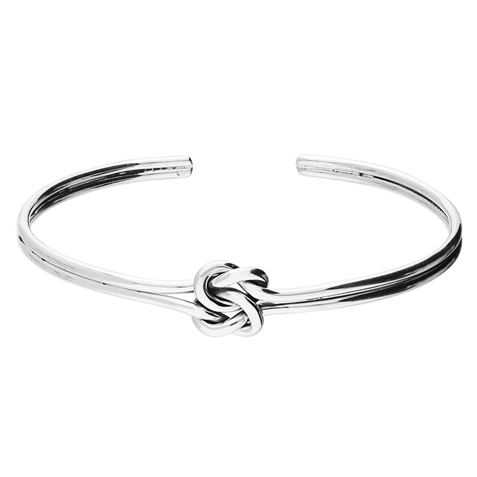 Silver polished Knot cuff bangle complete with presentation box