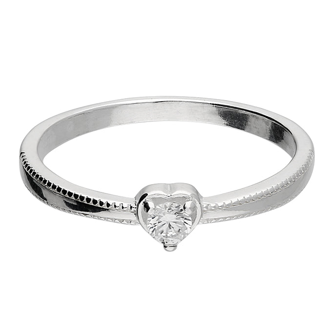 Silver Cubic Zirconia Solitaire Ring complete with presentation box