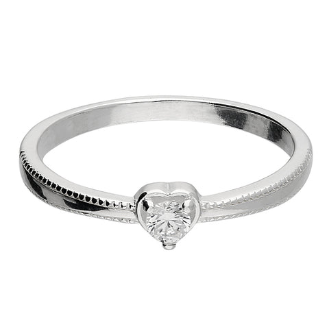 Silver Cubic Zirconia Solitaire Ring complete with presentation box