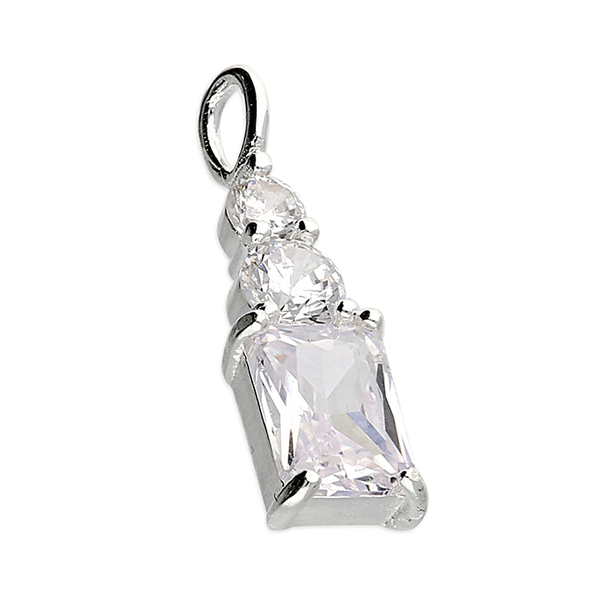 Silver Cubic Zirconia pendant and chain complete with presentation box