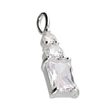 Silver Cubic Zirconia pendant and chain complete with presentation box
