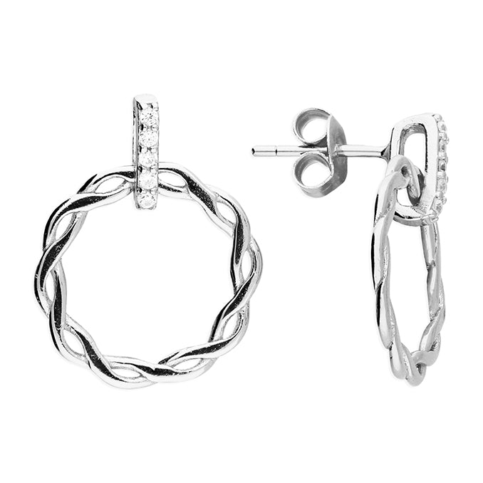 Silver Cubic Zirconia drop earrings complete with presentation box