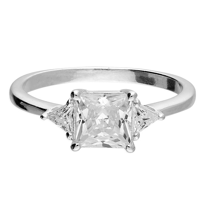 Silver Cubic Zirconia Solitaire Ring complete with presentation box