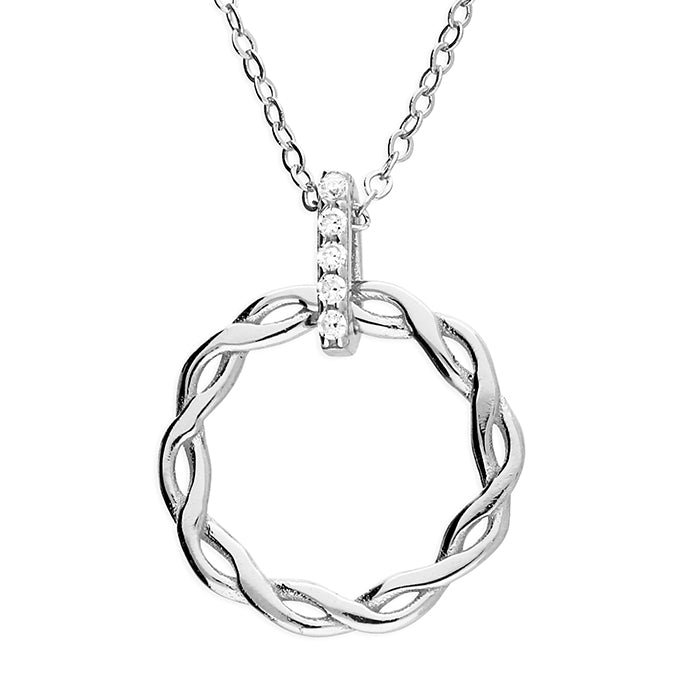 Silver Cubic Zirconia pendant and chain complete with presentation box