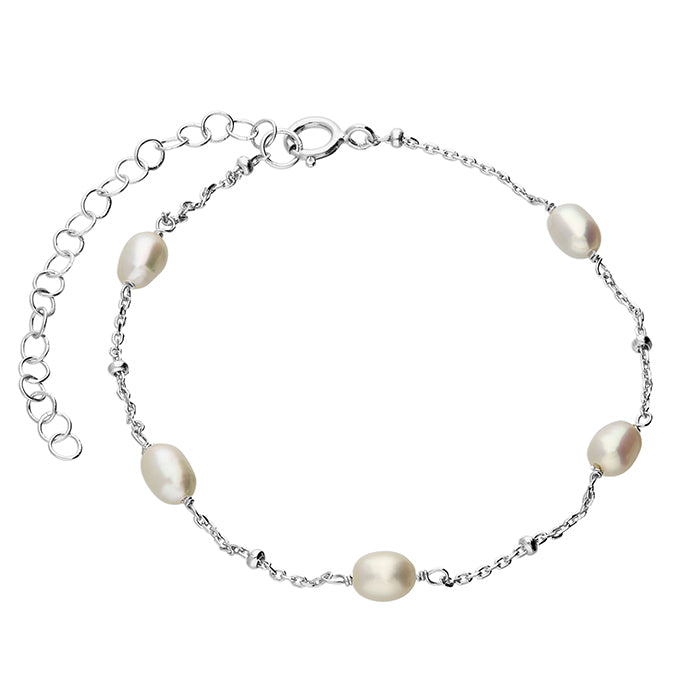 Silver Simulated Pearl Link Bracelet complete with presentation box