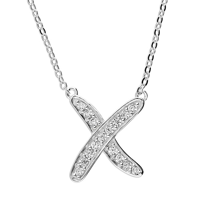 Silver Cubic Zirconia pendant and chain complete with presentation box