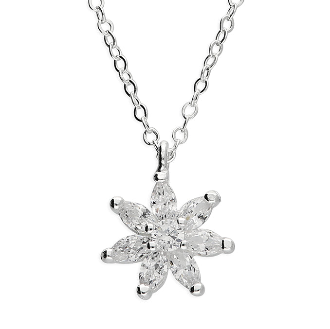 Silver Cubic Zirconia pendant and chain complete with presentation box