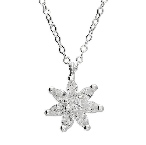 Silver Cubic Zirconia pendant and chain complete with presentation box